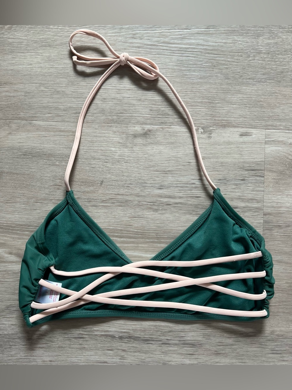 Xhilaration Green Bikini Top with Pale Pink Halter Strap